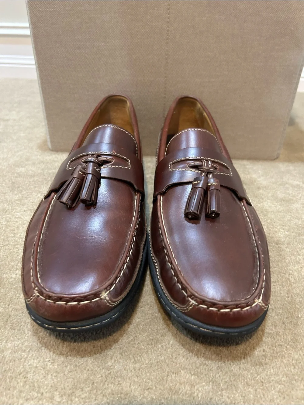 Johnston & Murphy Chocolate Brown Leather Tassel Loafers Size 12